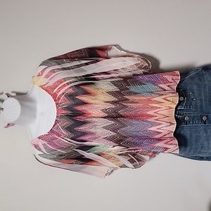 Apostrophe brand sheer multicolored top size small
